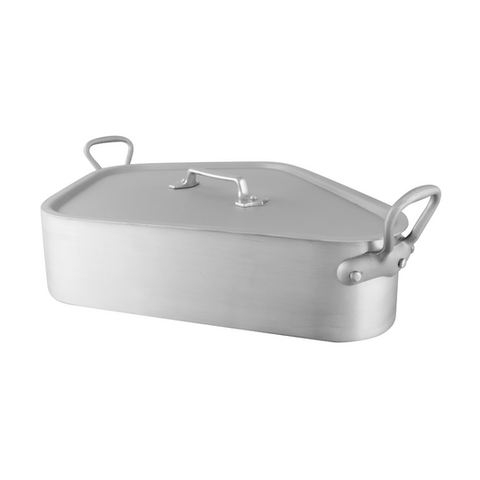 Mauviel M'Tradition Aluminum Turbot Kettle With Grid & Lid, 19.6 x 15.7-In