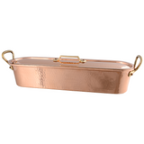Mauviel M'Tradition Hammered Copper & Tin Inside Fish Kettle With Grid, Lid & Brass Handle