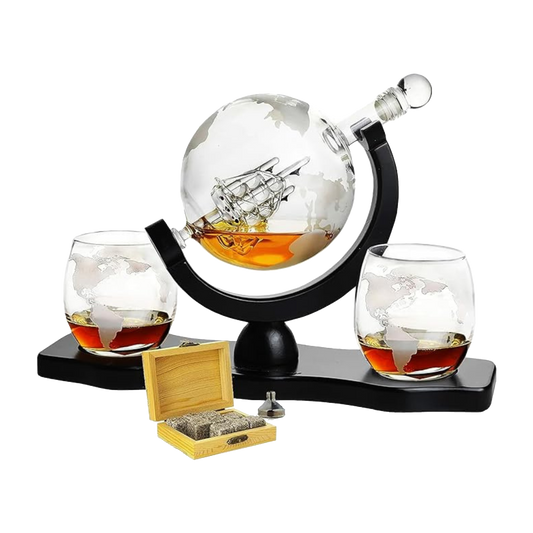 Whiskey & Wine Decanter Globe World Set - 850ml
