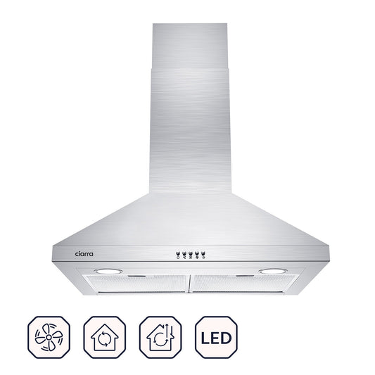 CIARRA 30 Inch Wall Mount Chimney Range Hood CAS75206P-OW