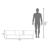 TUHOME Vance 63" Wide TV Stand with Two Pull-Down Cabinets, Open Shelves, Cable Management System, Modern Entertainment Console for Living Room, TV Room, Media Storage and Home Organization