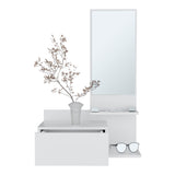TUHOME Vienna 23.6-Inch Wide Three-Tier Floating Console Table with Built-In Mirror and Full-Extension Drawer, Modern Entryway or Bedroom Organizer for Décor Display, Storage and Everyday Home Essentials
