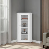 TUHOME Genova Display Cabinet with Glass Door, Multiple Interior Shelves and Modern Showcase Design, Versatile Storage Unit for Dishes, Collectibles or Decor, Elegant Organization Solution for Living Rooms, Dining Rooms or Offices