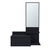 TUHOME Vienna 23.6-Inch Wide Three-Tier Floating Console Table with Built-In Mirror and Full-Extension Drawer, Modern Entryway or Bedroom Organizer for Décor Display, Storage and Everyday Home Essentials