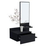 TUHOME Vienna 23.6-Inch Wide Three-Tier Floating Console Table with Built-In Mirror and Full-Extension Drawer, Modern Entryway or Bedroom Organizer for Décor Display, Storage and Everyday Home Essentials