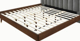 Vance Mid-Century Modern Bed with Elegant Textured Upholstery and Stylish Walnut Wood Finish