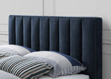 Vance Mid-Century Modern Bed with Elegant Textured Upholstery and Stylish Walnut Wood Finish