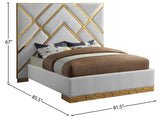 Vector Contemporary Velvet Bed with Polished Gold Metal Design - Luxe Supportive Platform Style