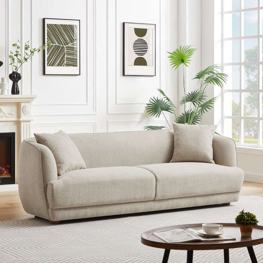 Larisa Cream Mid Century Modern Linen Sofa