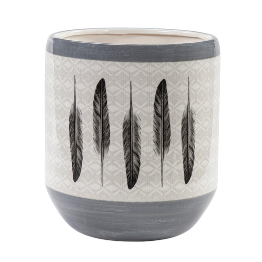 Feather Design Ceramic Wastebasket, 2 MOQ