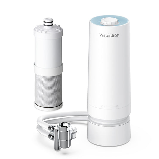 Waterdrop Countertop Water Filter, 4000 Gallons Ultra Filtration System and Filter Life Reminder, Reduces Heavy Metals, Bad Odor, and 99% Chlorine (1 Filter Included) WD-CTF-08