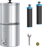 Waterdrop Alkaline Gravity-fed Water Filter System, Increase PH, Reduces Lead and up to 99% of Chlorine, with 2 Black Carbon Filters and Metal Spigot, King Tank Series, 2.25G