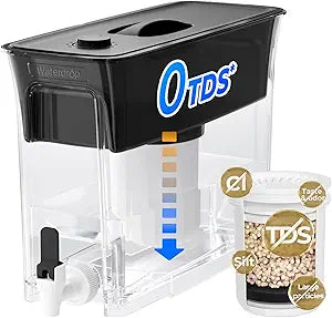 Waterdrop 35-Cup 0 TDS Slim Water Filter Dispenser, Large Capacity, Reduces TDS, Chlorine, PFOA/PFOS and More, BPA Free, Black (with 1 Filter)