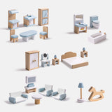 ROBUD Wooden Dollhouse Furniture Set