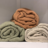 Stonewashed Cotton Waffle Weave Coverlet