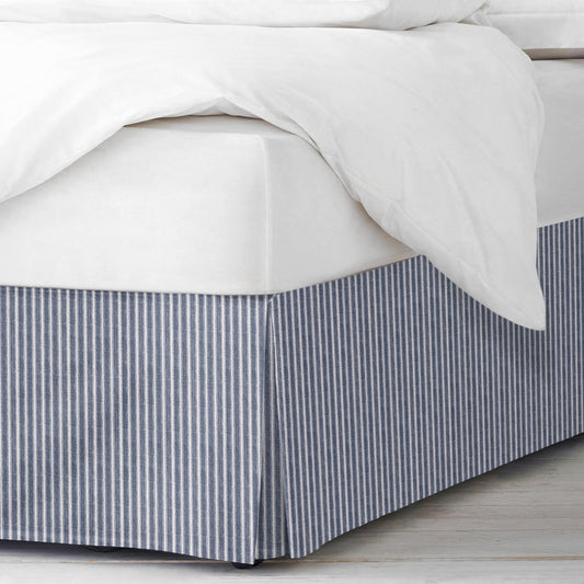Walker Stripe IndigoWhite Bedskirt