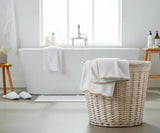 White Towels Bath with Beige Edge