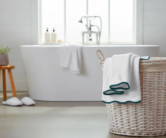 Cotton Towels Bath With Green Edge