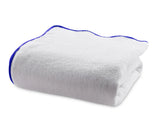 White Large Bath Towels - Royal Blue Border