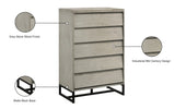 Weston Industrial Mid Century Chest of Drawers - Grey Stone Finish with Matte Black Base Charm