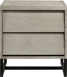 Weston Industrial Mid Century Nightstand with Grey Stone Wood Finish & Matte Black Base Charm