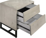Weston Industrial Mid Century Nightstand with Grey Stone Wood Finish & Matte Black Base Charm