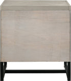 Weston Industrial Mid Century Nightstand with Grey Stone Wood Finish & Matte Black Base Charm