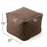 Willa 22" Wide Modern Woven Square Ottoman Pouf