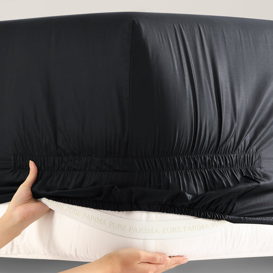Purefect Fit Adjustable Sateen Fitted Sheet Black