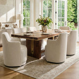 Yisa Modern Swivel Linen Upholstered Dining Chair (Set of 2)