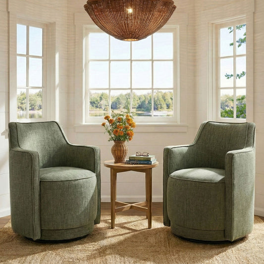 Yisa Modern Swivel Small Barrel Chair (Set of 2)