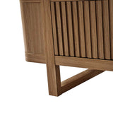 Modern Fluted Wood Bookshelf with Cabinet Storage
