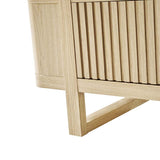 Modern Fluted Wood Bookshelf with Cabinet Storage