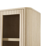 Estrella Modern Gold Frame Glass Display Cabinet with Wine Glass Rack-Bookcase and Bar Storage