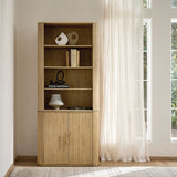Silvia  Modern Fluted Wood Bookcase Cabinet
