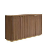 Modern Fluted Curved Wood Cabinet with Elegant Storage Solution