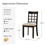 Paulina American Country Solid Wood Checkered Back Dining Chair,Set of 2