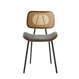 Doley Mid-Century Modern Dining Chair with Rattan Backrest,Set of 2