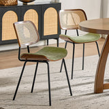 Doley Mid-Century Modern Dining Chair with Rattan Backrest,Set of 2