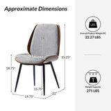 Axia Mid-Century Modern Dining Chair with Upholstered Seat & Metal Legs