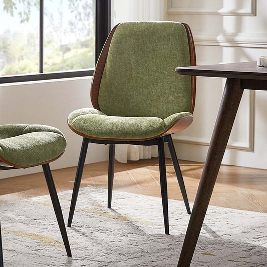 Axia Mid-Century Modern Dining Chair with Upholstered Seat & Metal Legs