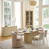 Dario 8-Piece Modern Light Luxury Dining Set with Extendable Table,Upholstered Chairs & Sideboard