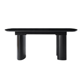 7-Piece Modern Space Saving Dining Table with Mid-Century Rattan Chairs Set