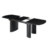 7-Piece Modern Space Saving Dining Table with Mid-Century Rattan Chairs Set