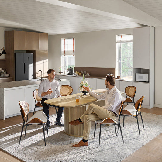 American Modern Fluted Space Saving Table and Chairs & Storage Cabinet Sets (Optional Types)
