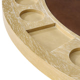 6-Piece 42“ Solid Wood Dual-Purpose Game & Dining Table with Drink Holders
