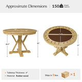 6-Piece 42“ Solid Wood Dual-Purpose Game & Dining Table with Drink Holders