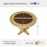 6-Piece 42“ Solid Wood Dual-Purpose Game & Dining Table with Drink Holders