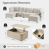 Harmetrix Large Modular Sectional Sofa Set with Storage – Soft Fabric Couch with Any Table & Coffee Table