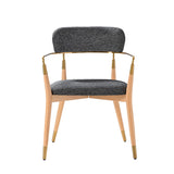 Sabina Modern Dining Chair with Wooden Legs & Metal Armrests ,Set of 2
